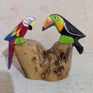 Handcrafted Costa Rica Macaw & Toucan Carved Wood Figurine - Vibrant Bird Decor